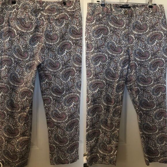 Talbots Women's Paisley Crop Pants Size 8 The Perfect Crop Zip Closure - Picture 6 of 10